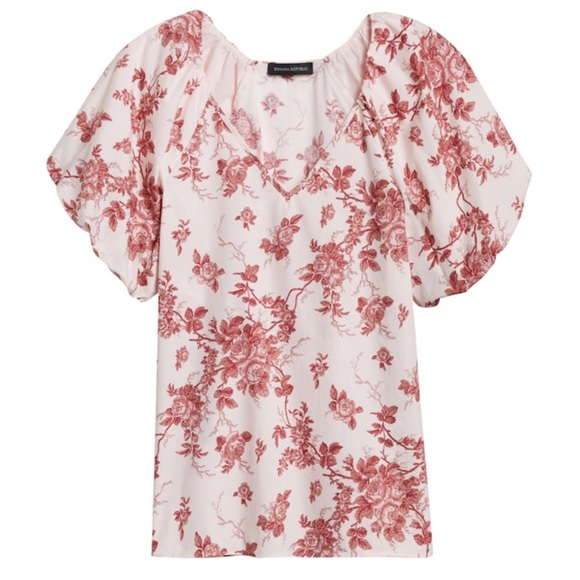 Banana Republic V-Neck Poplin Puff-Sleeve Top NWOT - Picture 4 of 4